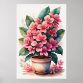 Aquarellmalerei von Bouganvillea in Pot Pink II Poster (Vorne)