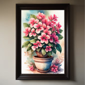 Aquarellmalerei von Bouganvillea in Pot Pink Poster