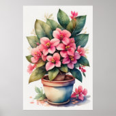 Aquarellmalerei von Bouganvillea Pot Pink III Poster (Vorne)