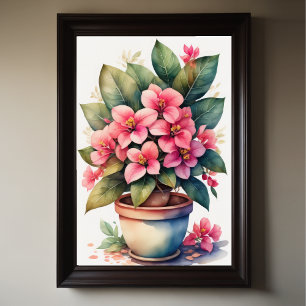 Aquarellmalerei von Bouganvillea Pot Pink III Poster
