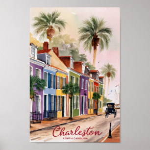 Aquarellmalerei von Charleston South Carolina Poster