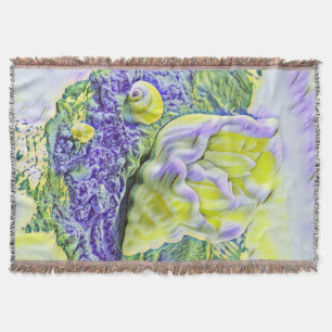 Aquarellmalerei von gelber violetter Muschel Decke