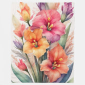 Aquarellmalerei von Gladiolas Fleecedecke (Vorderseite)