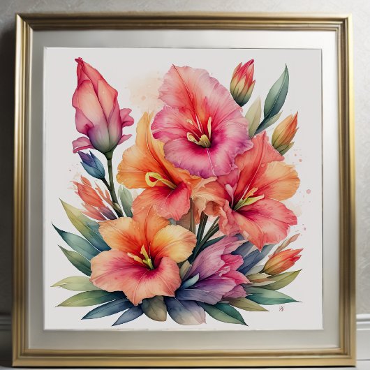 Aquarellmalerei von Gladiolas IX Poster