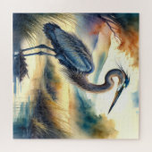 Aquarellmalerei von Great Blue Heron Puzzle (Horizontal)