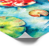 Aquarellmalerei von Koi im Lily Pond Poster (Ecke)