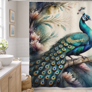 Aquarellmalerei von Pfau Duschvorhang