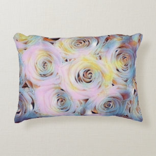 Aquarellmalerei von rosa lila Rosen Dekokissen