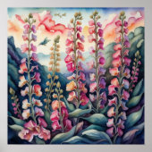 Aquarellmalerei von Snapdragons Poster (Vorne)