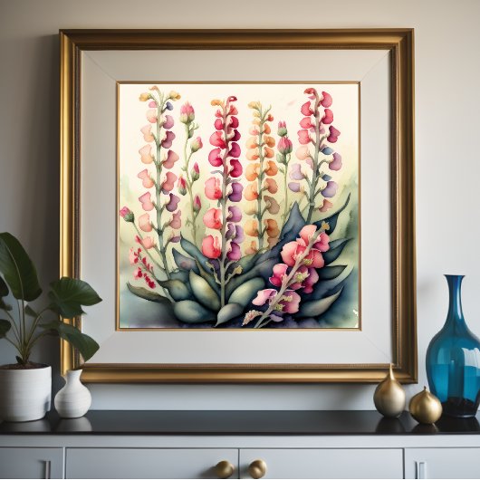Aquarellmalerei von Snapdragons Poster