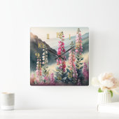 Aquarellmalerei von Snapdragons Wall Clock Quadratische Wanduhr (Zuhause)