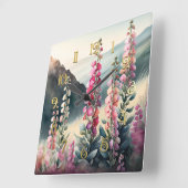 Aquarellmalerei von Snapdragons Wall Clock Quadratische Wanduhr (Winkel)