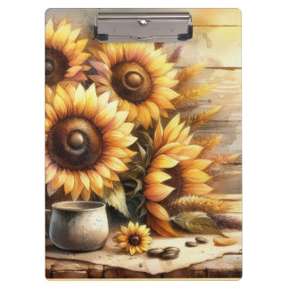 Aquarellmalerei von Sonnenblumen Klemmbrett