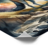 Aquarellmalerei von Wolf im Wald 1:1 Poster (Ecke)