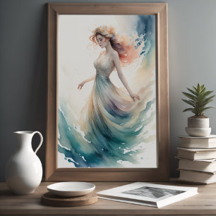 Aquarellmalerei Wasser Nymph Poster