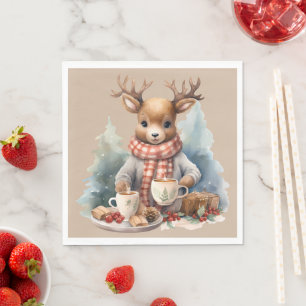 Aquarellmalerei Weihnachten rustikale Servietten