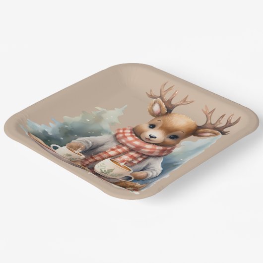 Aquarellmalerei Weihnachten rustikale Teller (Gewinkelt)