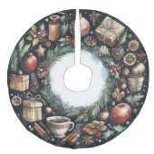 Aquarellmalerei Weihnachtsmotive Blau Leinenimitat Weihnachtsbaumdecke (Vorderseite)