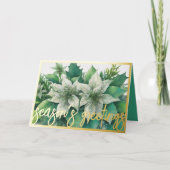 Aquarellmalerei Weiße Poinsettia Weihnachten (Vorderseite)