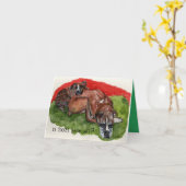 Aquarellmalerei Xmas Boxer, whimsissige Nachricht Karte (Gelbe Blume)