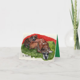 Aquarellmalerei Xmas Boxer, whimsissige Nachricht Karte