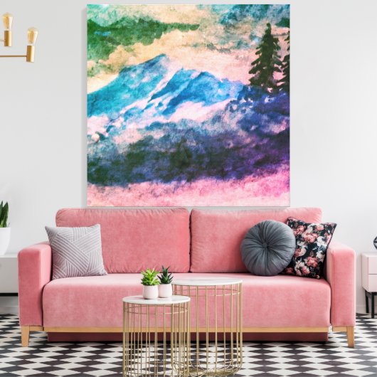 Aquarellmalerei Zauberwald Landschaftsbild Leinwanddruck (Insitu (Wohnzimmer))