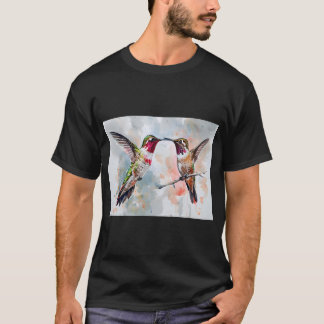 Aquarellmalerei zweier Kolibris in Bewegung T-Shirt