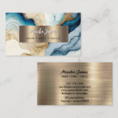 Aquarellmales Gold Agate Gold Brushed Metal Visitenkarte (Vorne/Hinten)