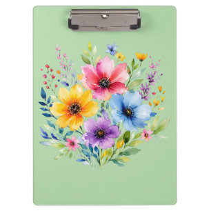 Aquarellmalte Wildblumen Klemmbrett
