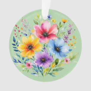 Aquarellmalte Wildblumen Ornament