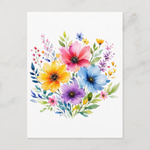 Aquarellmalte Wildblumen Postkarte