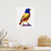 Aquarellmalter Bunting Song Bird Poster (Küche)
