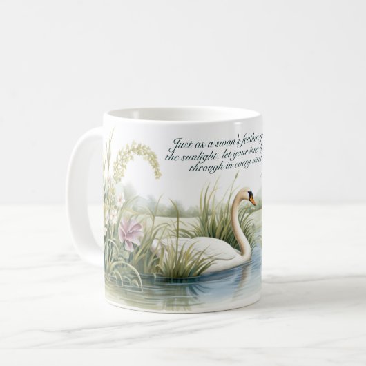 Aquarellmalung von Schwänen auf einem Teich | Art Kaffeetasse (Vorderseite Links)