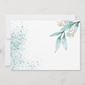 Aquarellmalz grünes goldenes Blattwerk Danke Einladung (Rückseite)