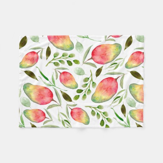 Aquarellmangos | Muster | Obst Fleecedecke (Vorderseite (Horizontal))