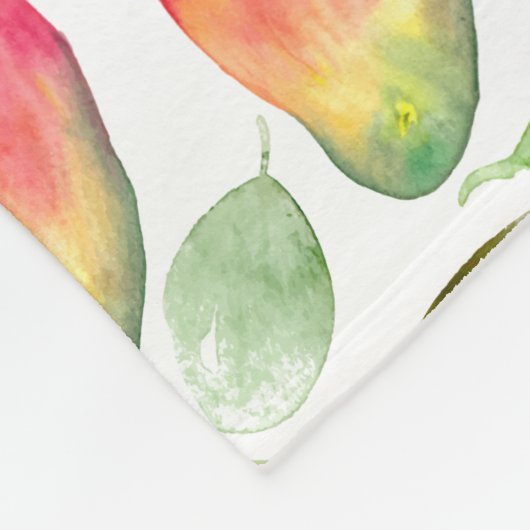 Aquarellmangos | Muster | Obst Fleecedecke (Ecke)