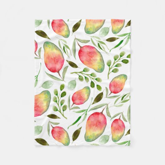 Aquarellmangos | Muster | Obst Fleecedecke (Vorderseite)
