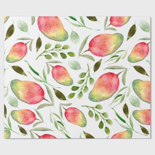 Aquarellmangos | Muster | Obst Geschenkpapier (Flach)