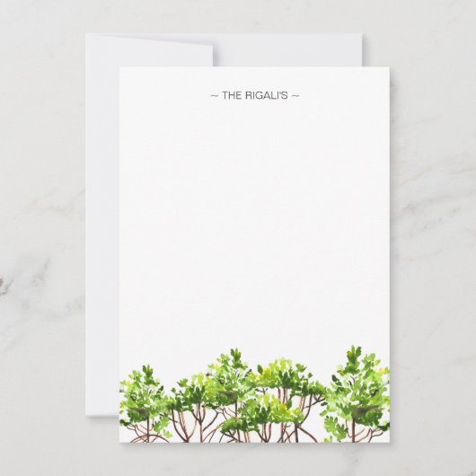 Aquarellmangroven Personalisiertes Geschirr Mitteilungskarte (Vorderseite)