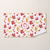 Aquarellmapfel Blätter Kirschen Äpfel Monogramm Badhandtuch Set (Handtuch)