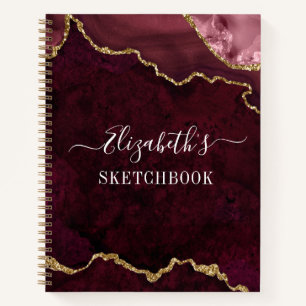 Aquarellmarbor Geode Rose Gold Sketchbook Notizblock