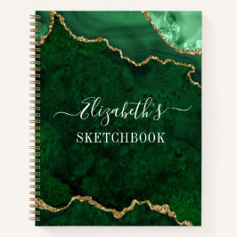 Aquarellmarbor Gold Green Geode Sketchbook Notizblock