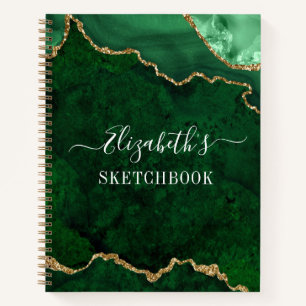 Aquarellmarbor Gold Green Geode Sketchbook Notizblock