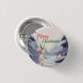Aquarellmärchen Snowflake Merry Xmas Baum Party Button (Vorne & Hinten)
