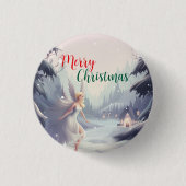 Aquarellmärchen Snowflake Merry Xmas Baum Party Button (Vorderseite)