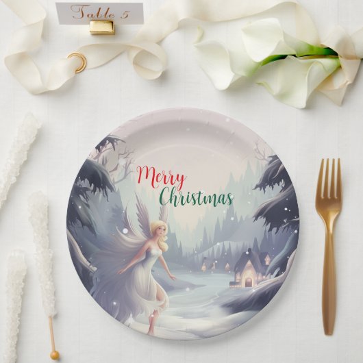 Aquarellmärchen Snowflake Merry Xmas Baum Party Pappteller (Hochzeit)