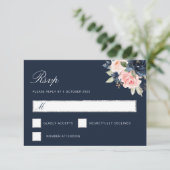 Aquarellmarinon blühende silberne RSVP-Karte RSVP Karte (Stehend Vorderseite)