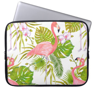 Aquarellmarker-Abbildung des rosa Flamingo bi Laptopschutzhülle