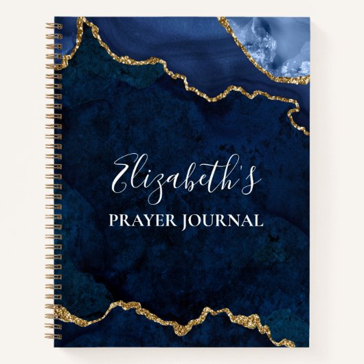 Aquarellmarmor Gold Blue Geode Prayer Journal Notizblock (Vorderseite)
