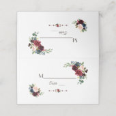 Aquarellmärsche Navy Blue Floral Tischnummer Platzkarte (Außenseite Aufgefaltet)